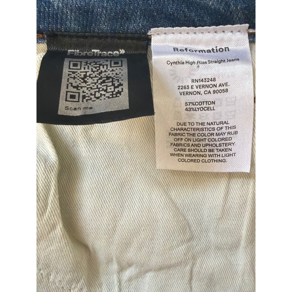 REFORMATION High Rise Straight Leg Jeans Medium Wash Womens 29 - Picture 14 of 15